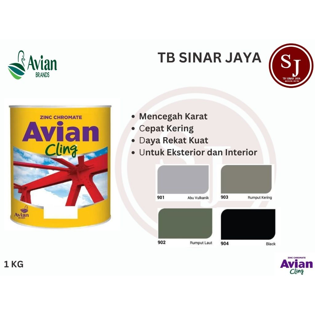 AVIAN CLING ZINC CHROMATE  CAT DASAR BESI INTERIOR &amp; EKSTERIOR KEMASAN 1KG