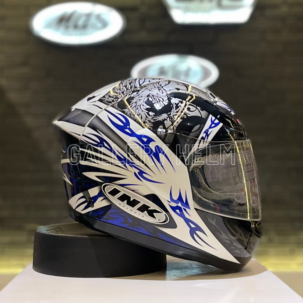 INK CL Vista #1 White Blue Gunmetal / Helm full Face / INK full Face / INK CL vista motif 1 / INK CL