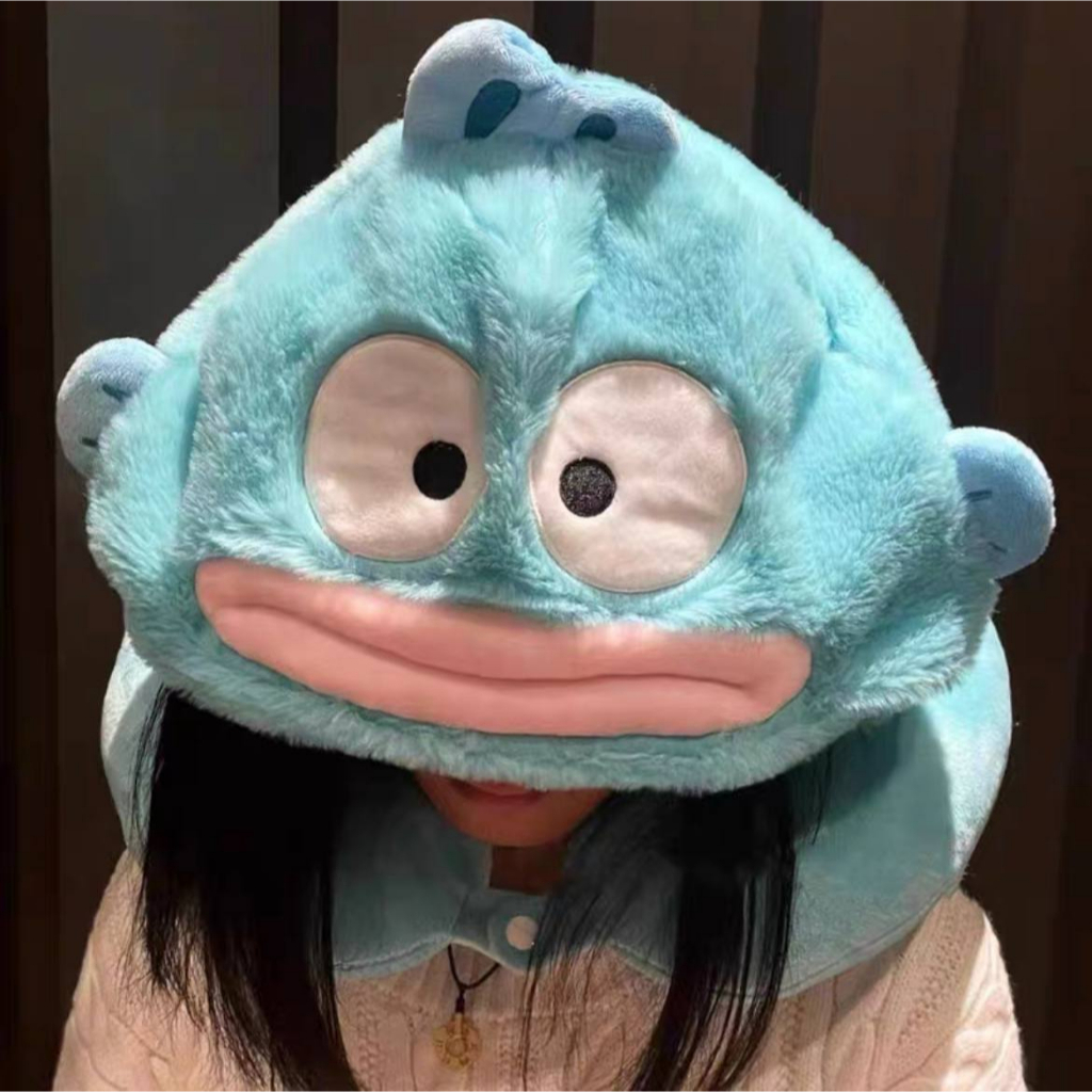 BANTAL LEHER HANGYODON IKAN BIRU BLUE FISH NECK PILLOW TRAVEL SHELLIE MAY STELLA LOU CINNAMOROLL KUROMI MELODY