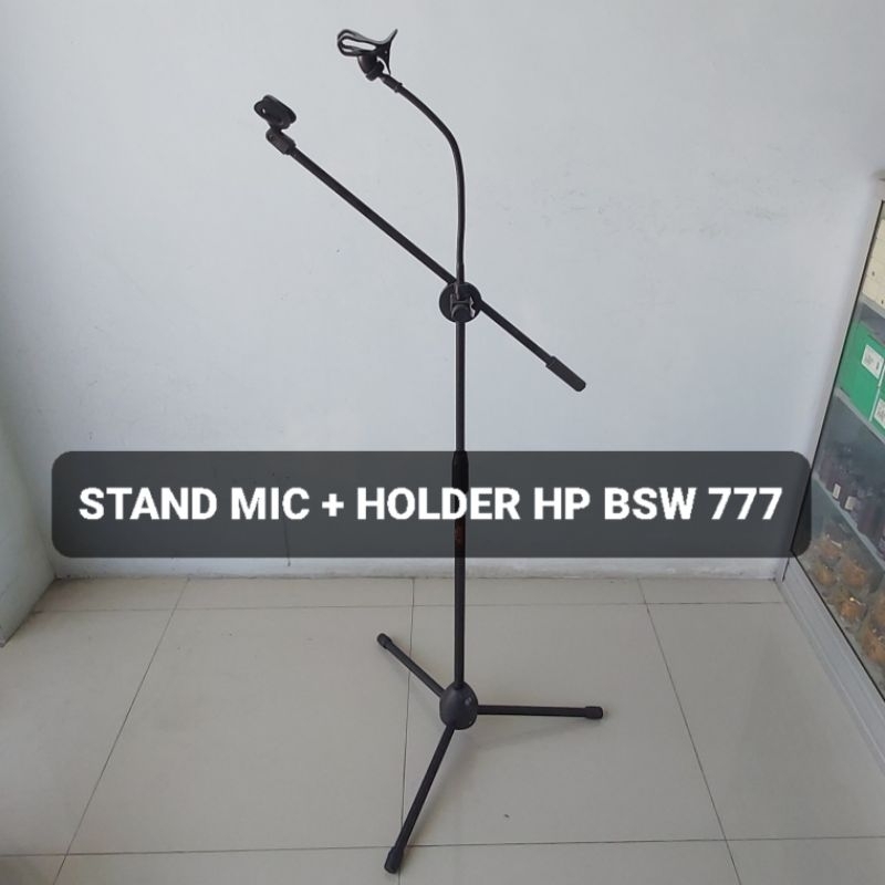 BSW Stand Mic Plus Holder HP Pegangan Hp Bsw 777 Tiang Microphone