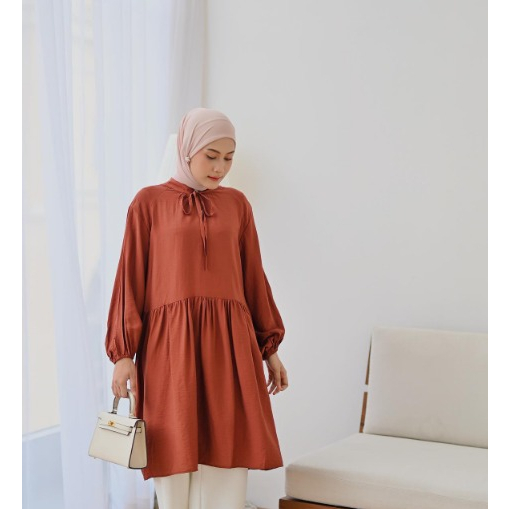 Anneth Tunik BAHAN POLO LINEN JUMBO XL-XXL - Baju Lengan Panjang Tunik Best Seller - Atasan Wanita Kekinian - BAJU BLOUSE WANITA JUMBO BIG SIZE TO XXXL