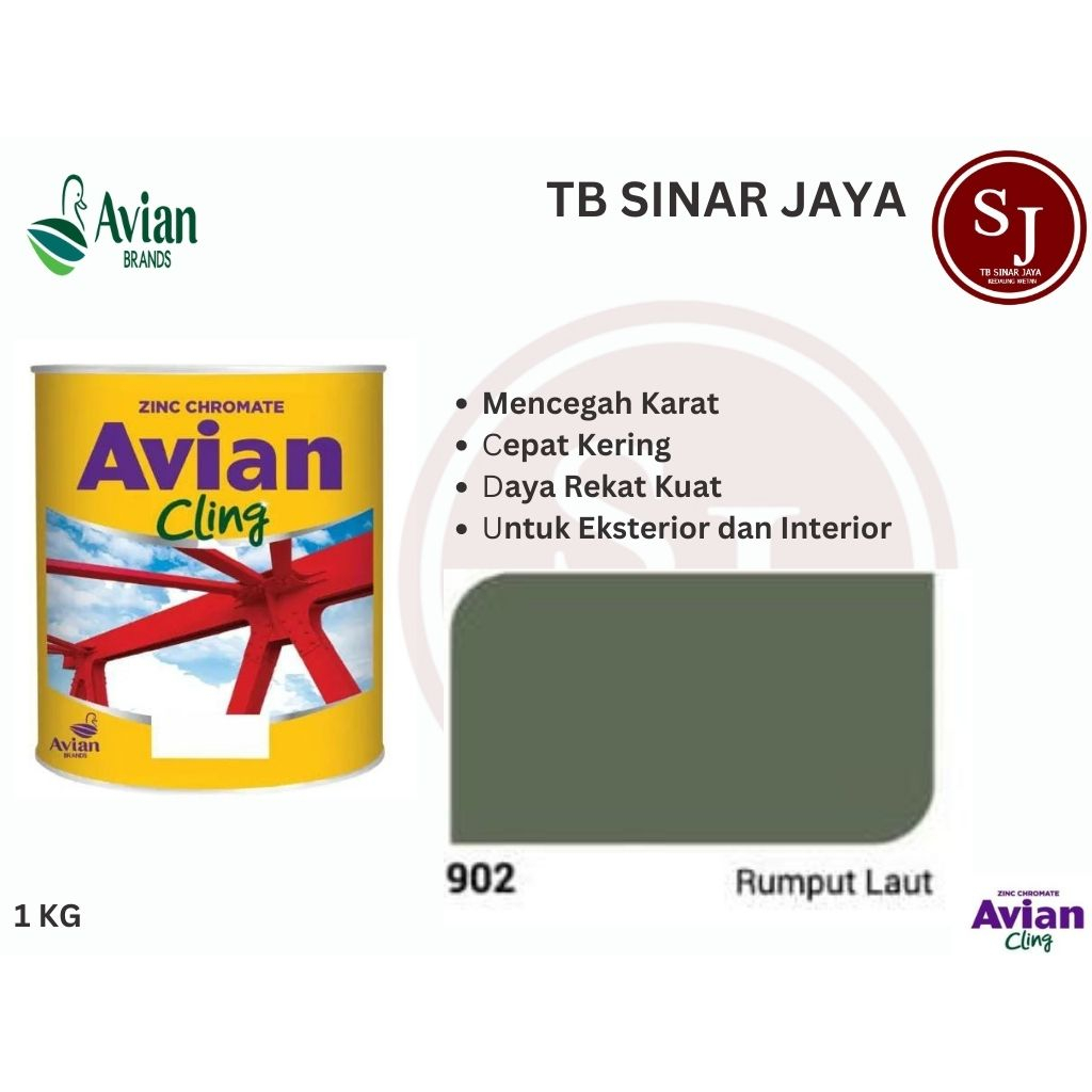 AVIAN CLING ZINC CHROMATE CAT DASAR BESI KEMASAN 1KG - 902 RUMPUT LAUT