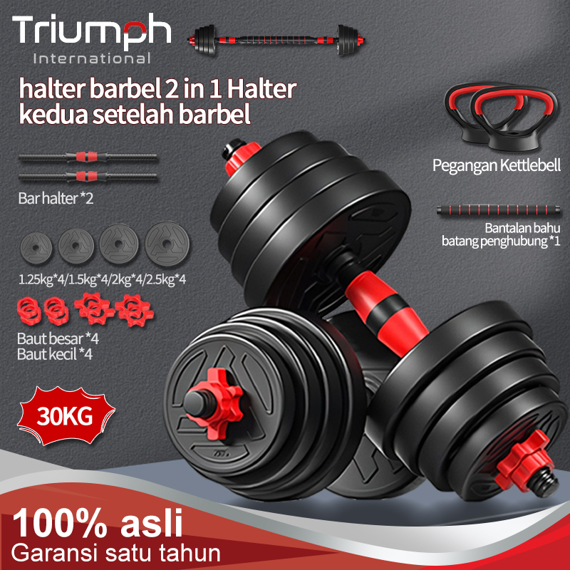 Set 30KG Barbel Set  Dumbell alat Olahraga Rumahan Fitness Gym Alat  Fitness Rumah Angkat Beban