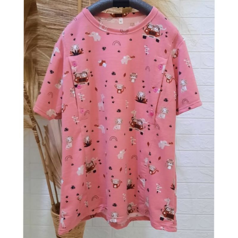 DYA369 KAOS BUSUI/IBU MENYUSUI LENGAN PENDEK BUKAAN KANAN KIRI PRINTING BABYTERRY