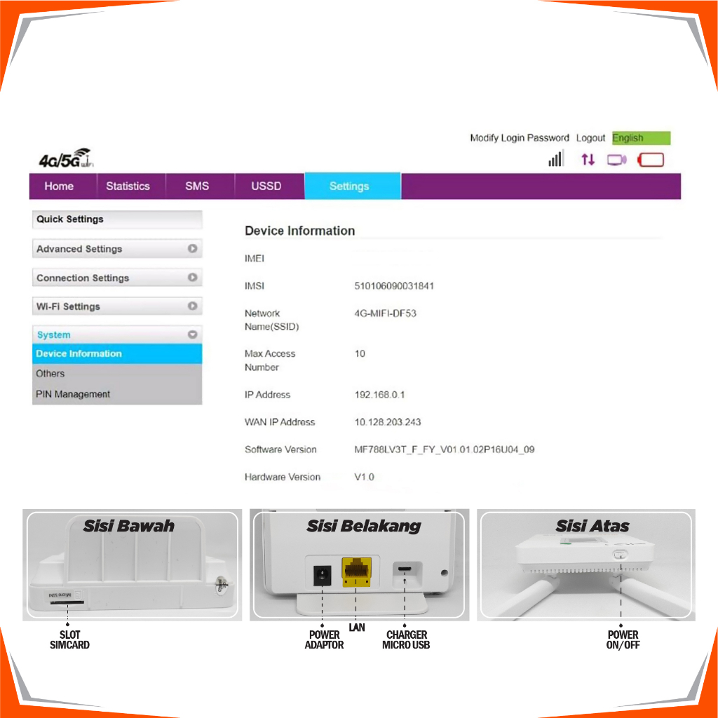 Router Wifi Sim Card 4G AccessGo R4G2A-L02 4G 2 Antena 300MBPS