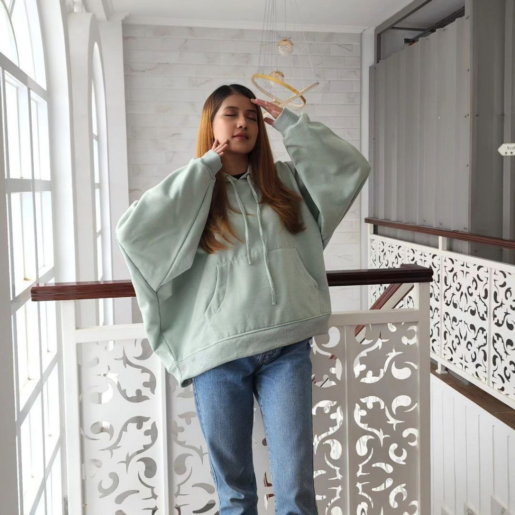 Nara.Grosir - Batwing Jumbo Hodie l Hodie Oversize Wanita Terbaru