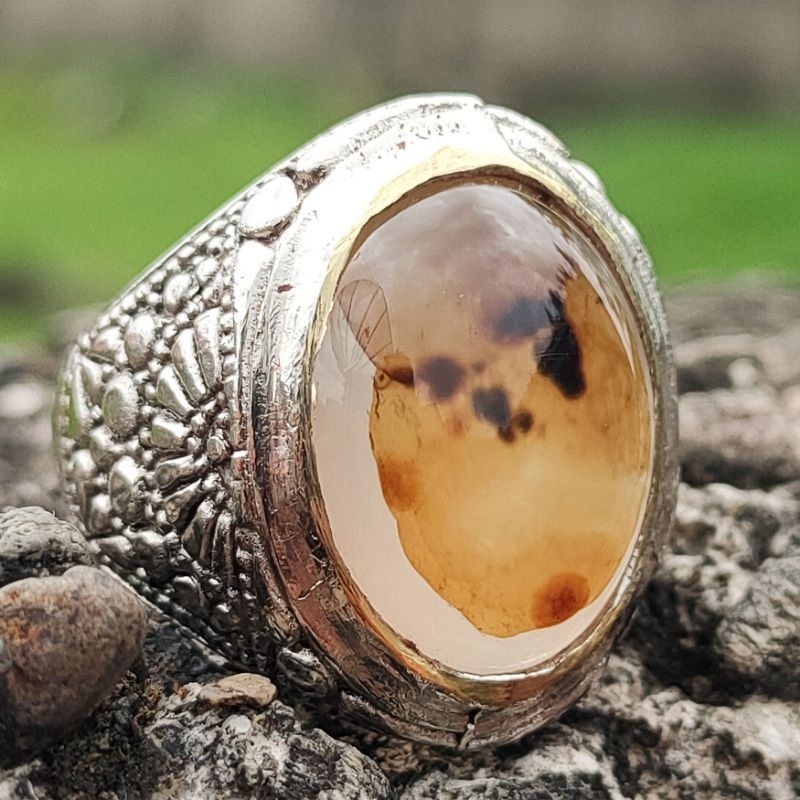 CINCIN BATU AKIK MOTIF GAMBAR NATURAL PICTURE AGATE CHALCEDONY KODE 02560