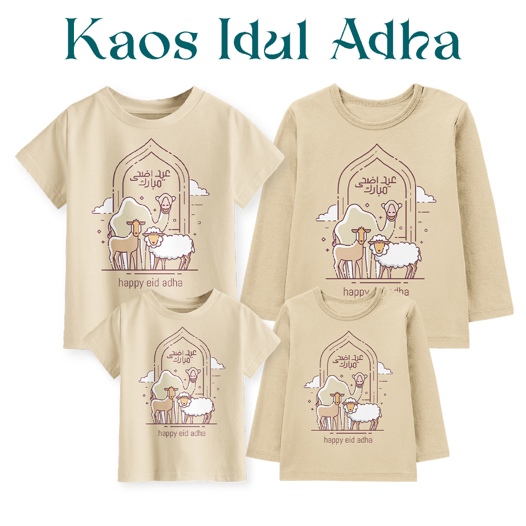 Kaos Couple Family Idul Adha Warna Coksu Anak dan Dewasa Lengan Panjang Pendek