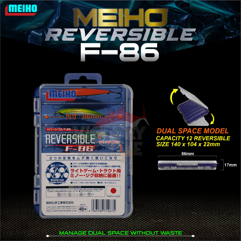 Meiho Reversible F-86 Navy | Kotak Umpan Pancing | Box Umpan | Box Lure