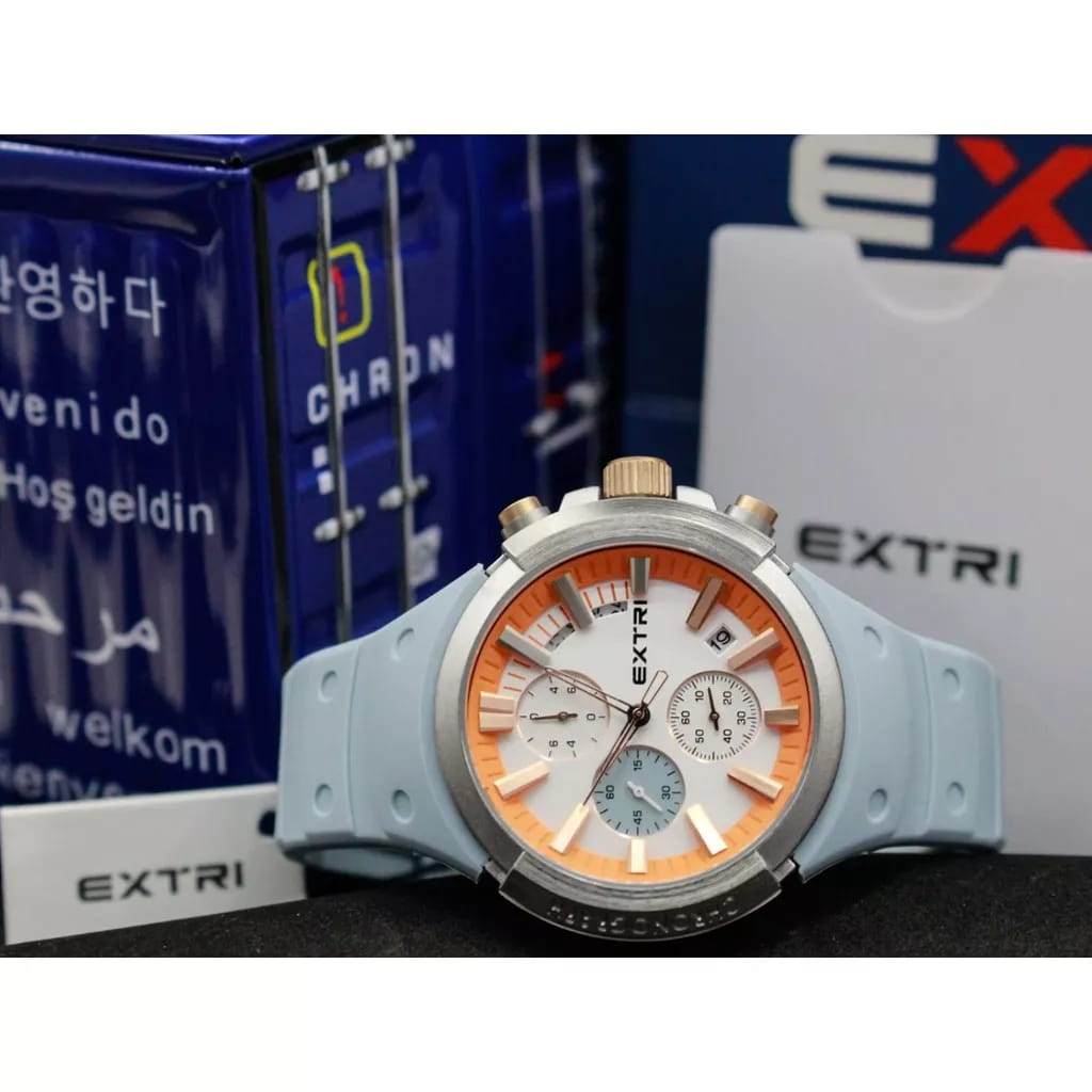 Jam Tangan EXTRI Original Rubber Strap Chronograph Water Resist