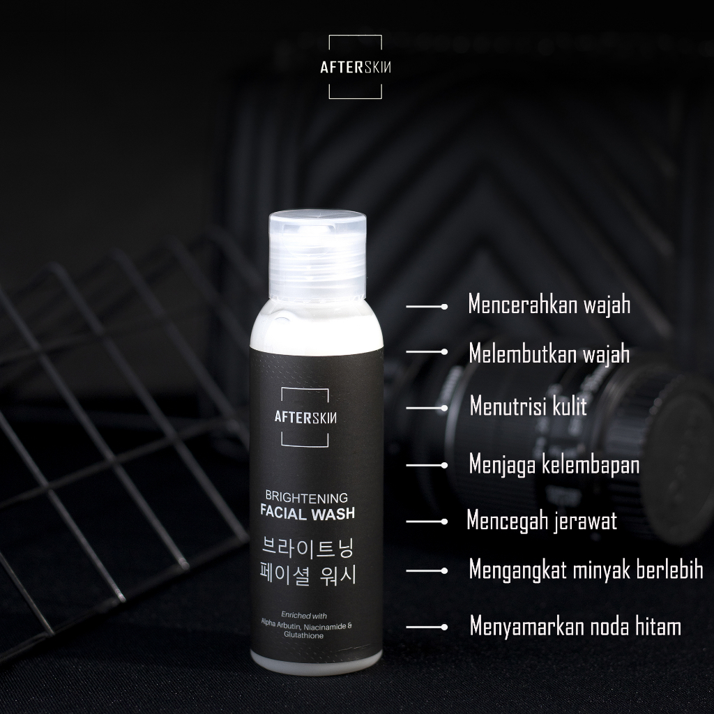 [SKINCARE PRIA] AFTERSKIN BRIGHTENING FACIAL WASH SABUN PEMUTIH WAJAH ALA KOREA BPOM HALAL / NIACINAMIDE ALPHA ARBUTIN GLUTATHIONE COLLAGEN