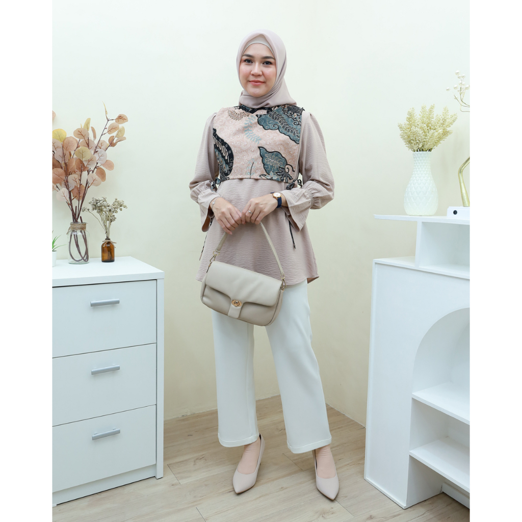 JUDE Blouse Dengan Vest Batik - Pakaian Wanita Terbaru by Hijab Mamah icis