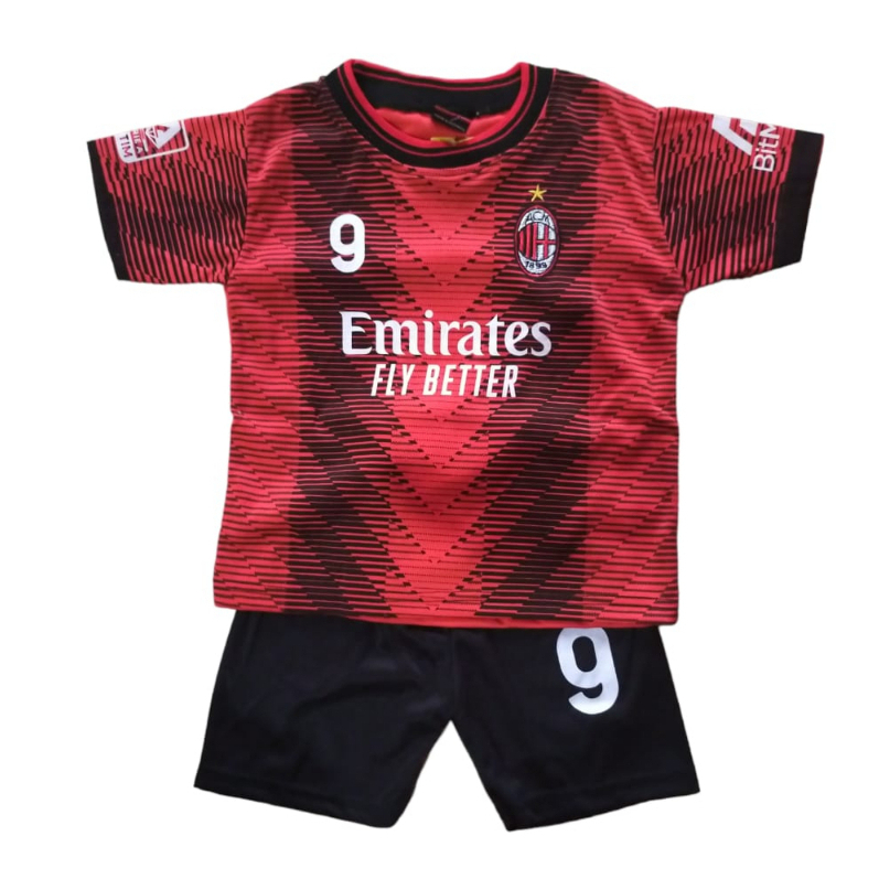 Baju Bola Anak AC Milan Merah Terbaru 2023/2024 / Setelan Bola Anak / Jersey Anak Bahan Hyget Terbar