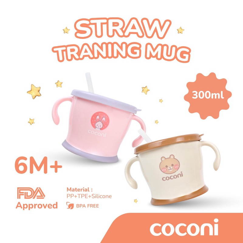 Coconi Early Age Straw Training Mug 300ml Cangkir Bayi Belajar Minum 6m+