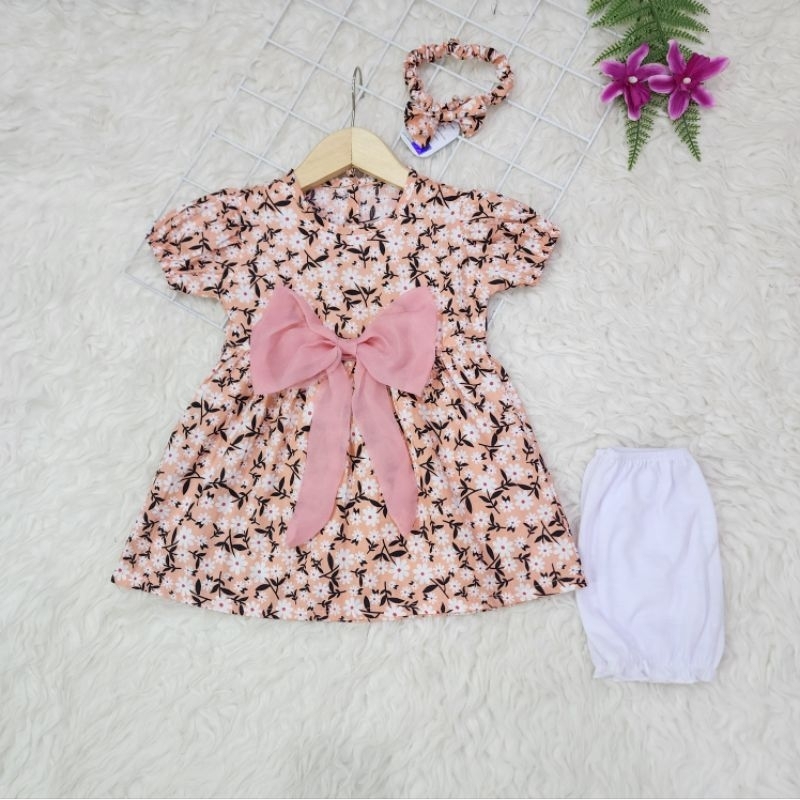 Baju bayi perempuan Set Dress pita *cantik* baby girl