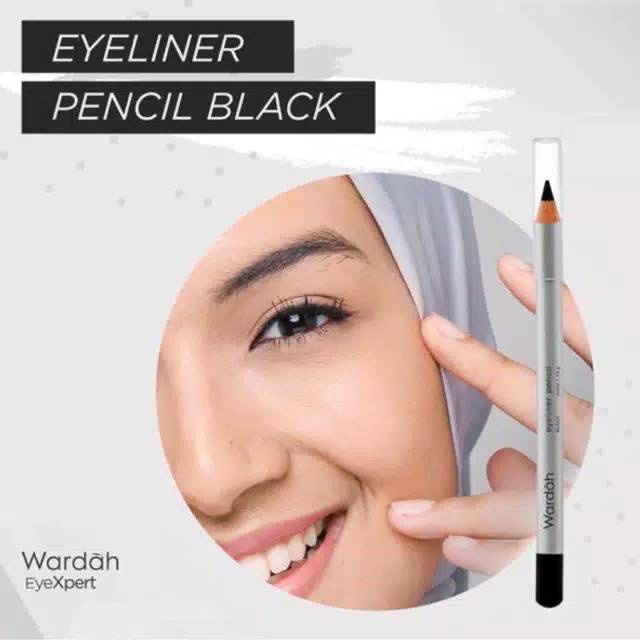 WARDAH Eyeliner Pencil Indonesia / 1.14g / Aplikator Persisi Hitam Intense Waterproof / Tekstur Lembut Tahan Lama Natural / Wanra Shade Black White Hitam Putih / Cosmetic Makeup Eyes Make Up Series / Pensil Pen Spidol Eye Liner Eyebrow Brow / EyeXpert