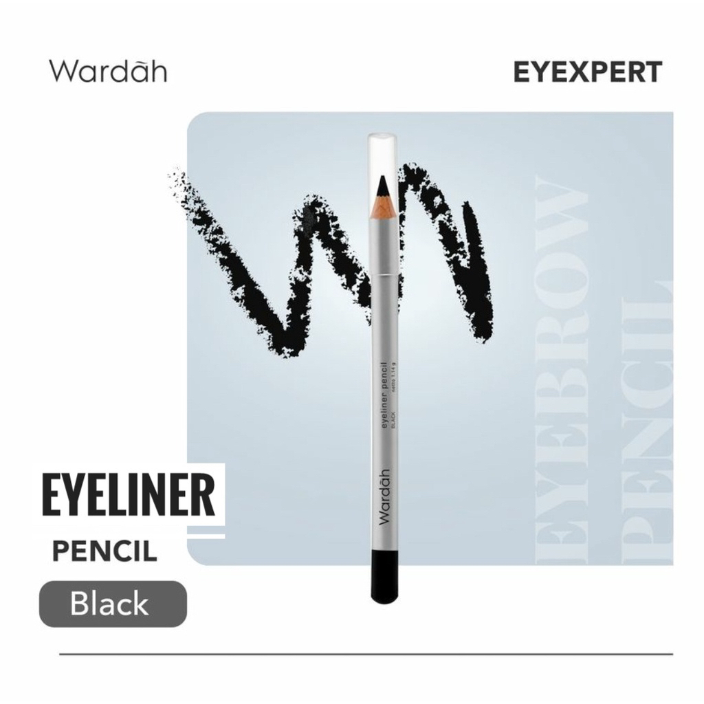 WARDAH Eyeliner Pencil Indonesia / 1.14g / Aplikator Persisi Hitam Intense Waterproof / Tekstur Lembut Tahan Lama Natural / Wanra Shade Black White Hitam Putih / Cosmetic Makeup Eyes Make Up Series / Pensil Pen Spidol Eye Liner Eyebrow Brow / EyeXpert