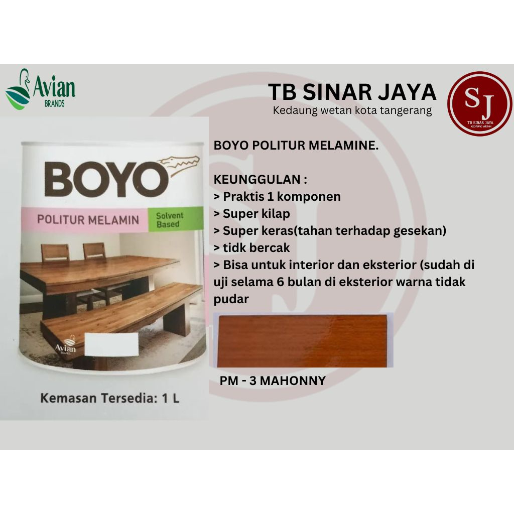 AVIAN BOYO MELAMIN CAT KAYU KEMASAN 1KG - PM - 3 MAHONNY