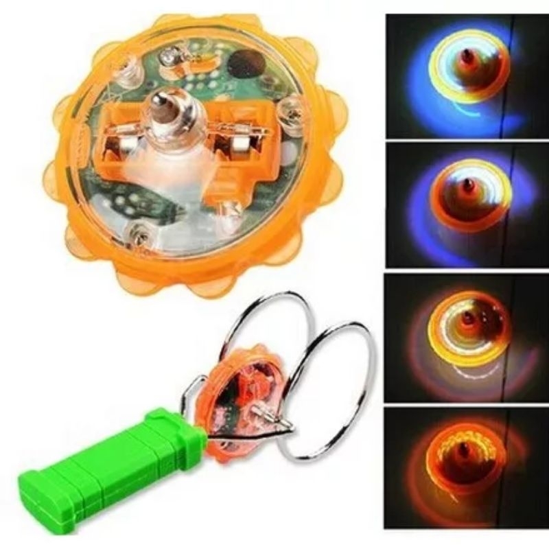 Yoyo Gasing Roda Lampu Magnet Crazy Flashing Gyro / Yoyo Magnet Lampu / Mainan Challenge Keluarga