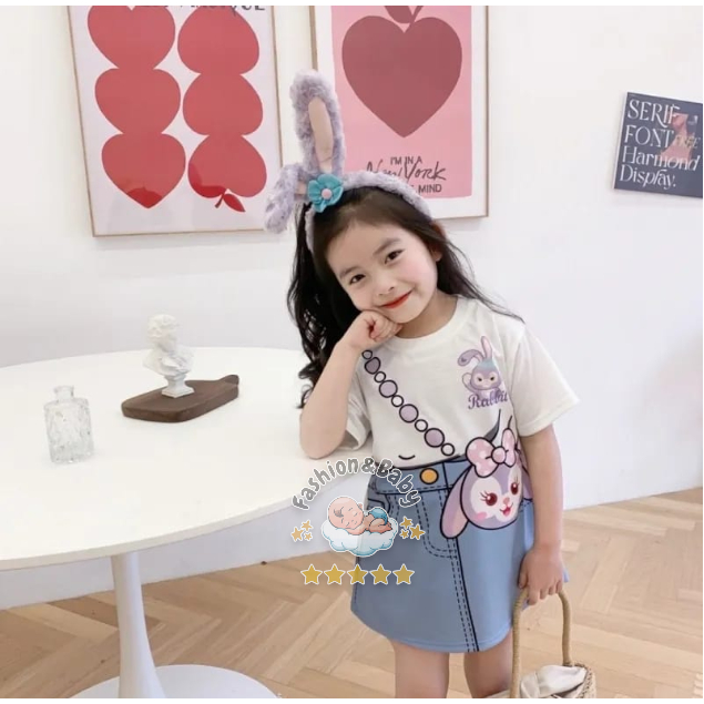 Rok kartun Rabbit // kaos Dress Anak 0-4th