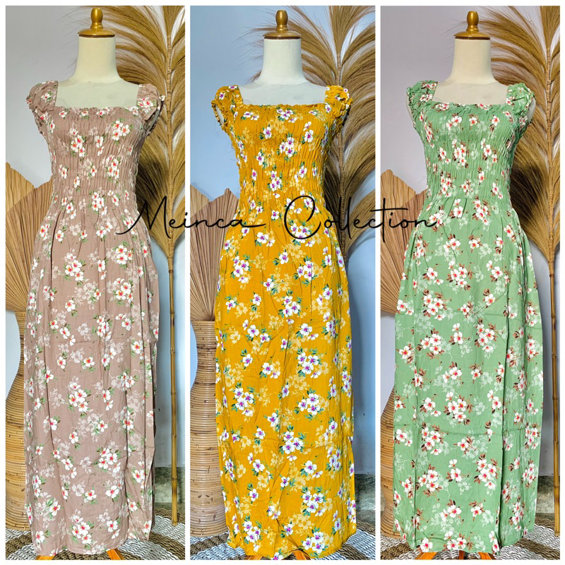 DRESS KERUT PANJANG SEBETIS (GESER PILIH MOTIF)