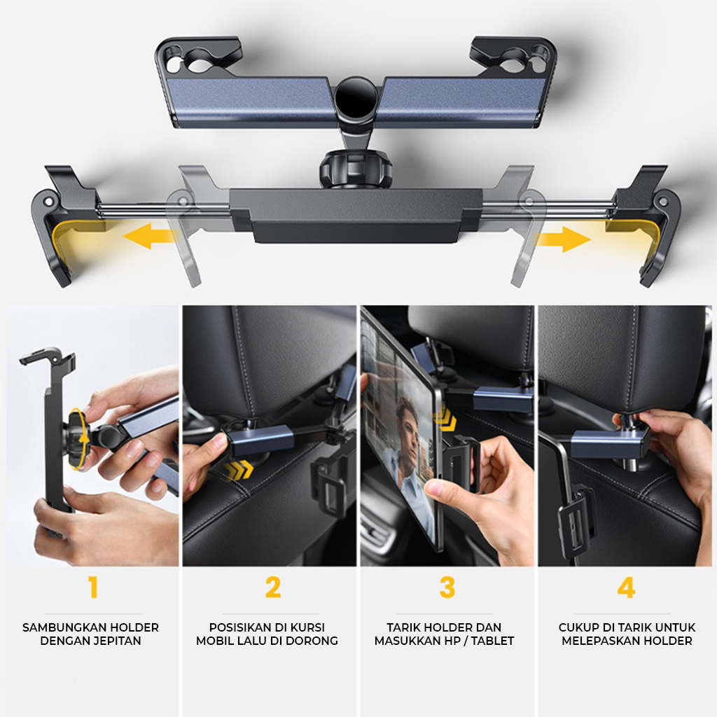 Holder Hp Mobil Alat Penyangga Handphone Tablet Di Head Rest Tempat Dudukan Penahan Hape Di Bangku Tengah Belakang Aman Anti Slip Untuk Nonton NB63 | GROSIRXPRESS