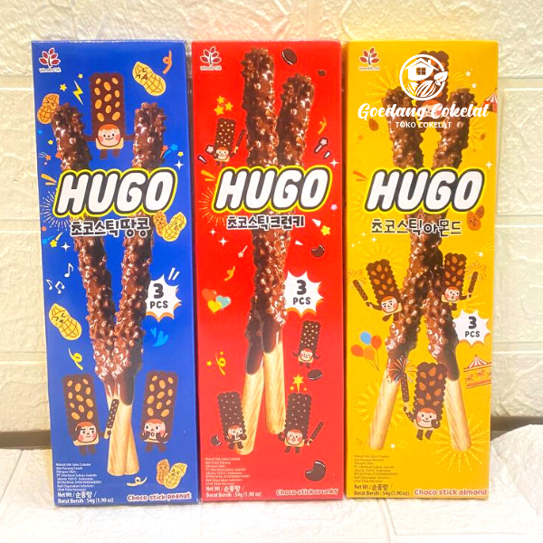 

Wondertok HUGO Chocolate Choco Stick Biskuit Stick Salut Coklat Almond Crunky Peanut 54g