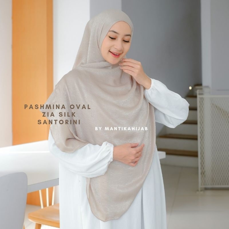 PASHMINA ZIA SILK SANTORINI SILK SEMI SYARI BY MANTIKAHIJAB PASHMINA OVAL ALA MALAY PASHMINA OVAL SE