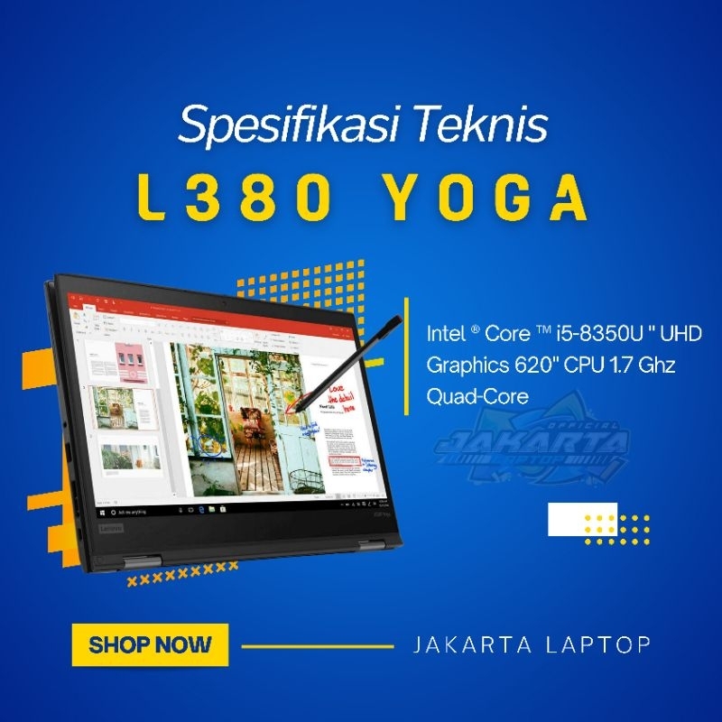 Lenovo Thinkpad Touchscreen L380 | L390 Yoga | Core i5 | Ram 32Gb | Ssd 512 nvme | Mulus Murah Bergaransi