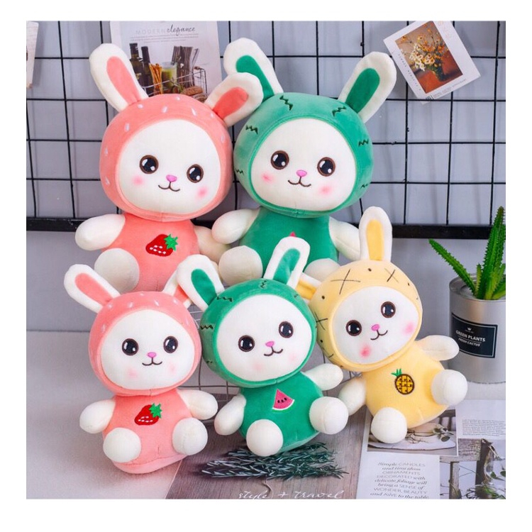 Boneka kelinci motif buah di dada Mainan anak boneka rabbit  fruit cute Bahan halus dan lembut harga terjangkau