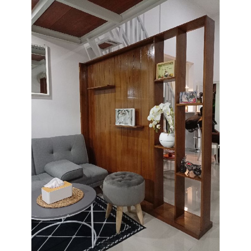 sekat rumah kayu minimalis/ partisi rumah minimalis dari kayu (harga per 200x100)