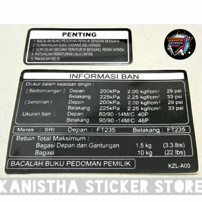 stiker warning penting honda informasi ban terbaik