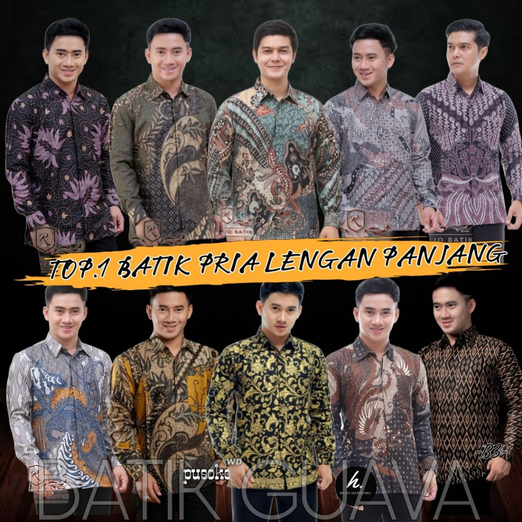 BATIK GUAVA - Batik Pria Lengan Panjang M L XL XXL - Seragam Batik Motif Terbaru