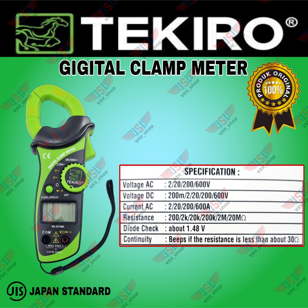 TEKIRO Tang Amper Digital Clamp Meter AC DC Alat Pengukur Amper Listrik