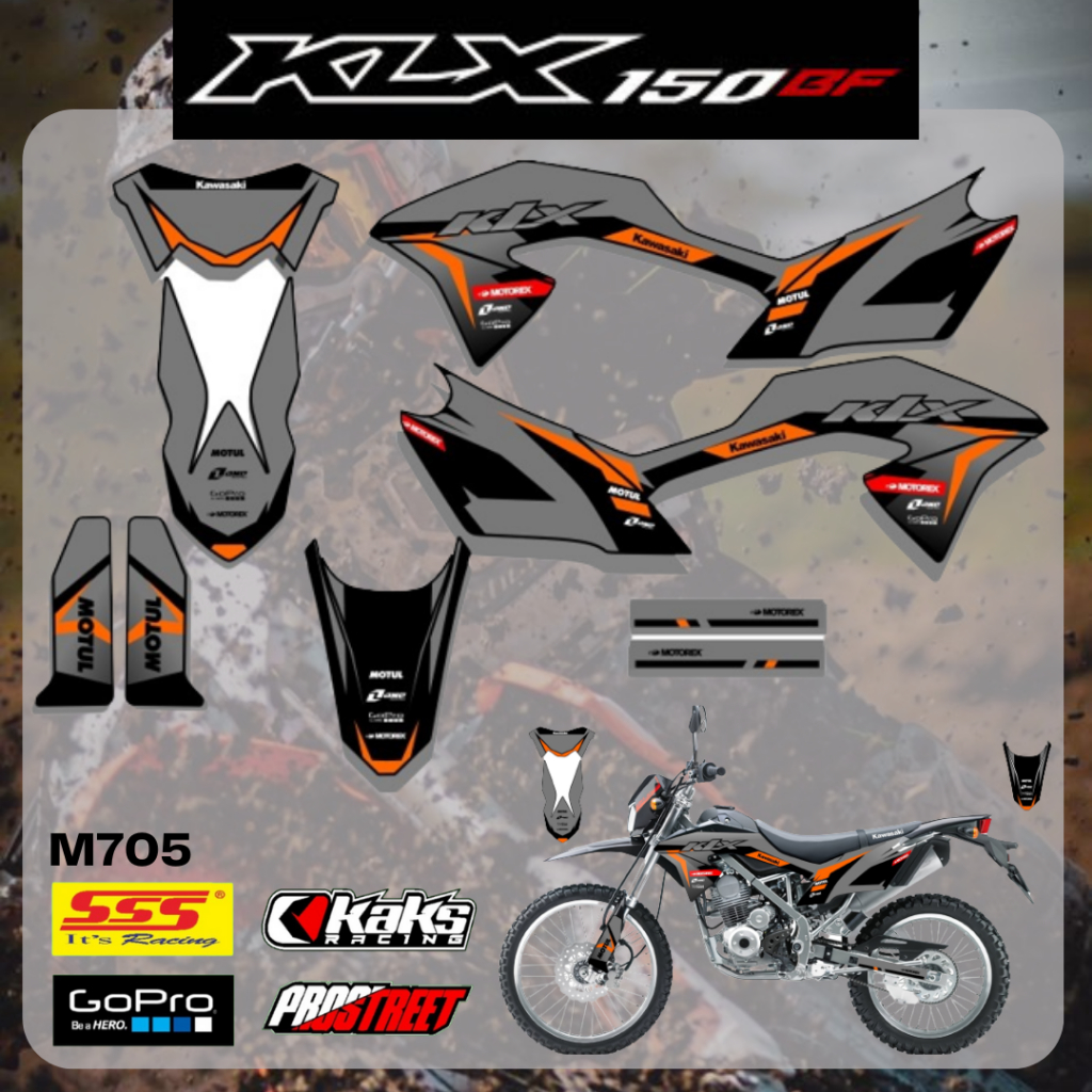 STIKER LIS STRIPING MOTOR KLX BF KODE M705 - Sticker Striping Decal List Variasi Motor Kawasaki Klx 