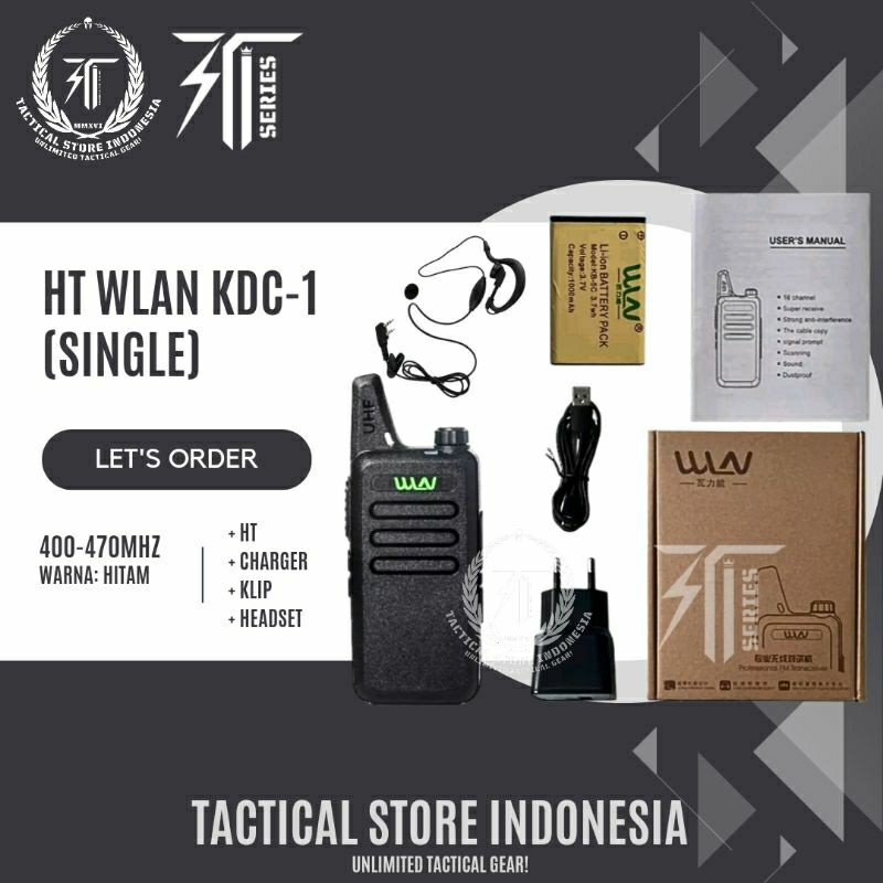 HT WLAN / HANDY TALKIE WLN KD C-1 SINGLE + BONUS HEADSET HT - HITAM