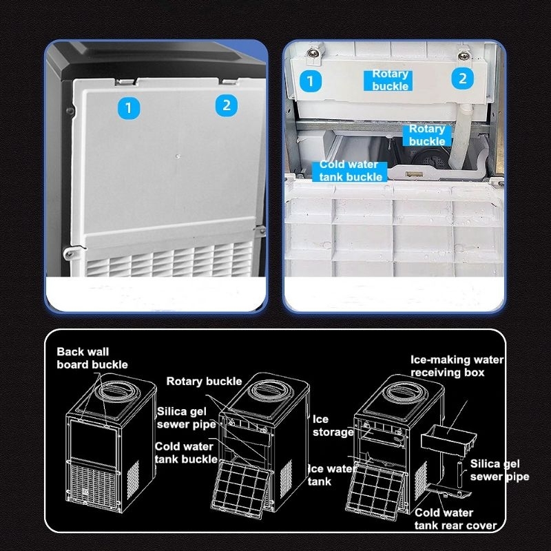 Mesin es batu 20 kg es bulat Drinking Water Ice Maker 48lbs Daily Ice CubeMakers Stainless Steel Ice Makers Tabletop IceMaker Machine Ice Cube HZB-25YLR