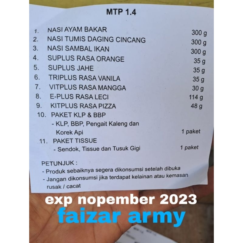 

RANSUM MTP POLRI TIPE 4.RANSUM TNI POLRI.MTP POLRI MAKANAN SIAP SAJI