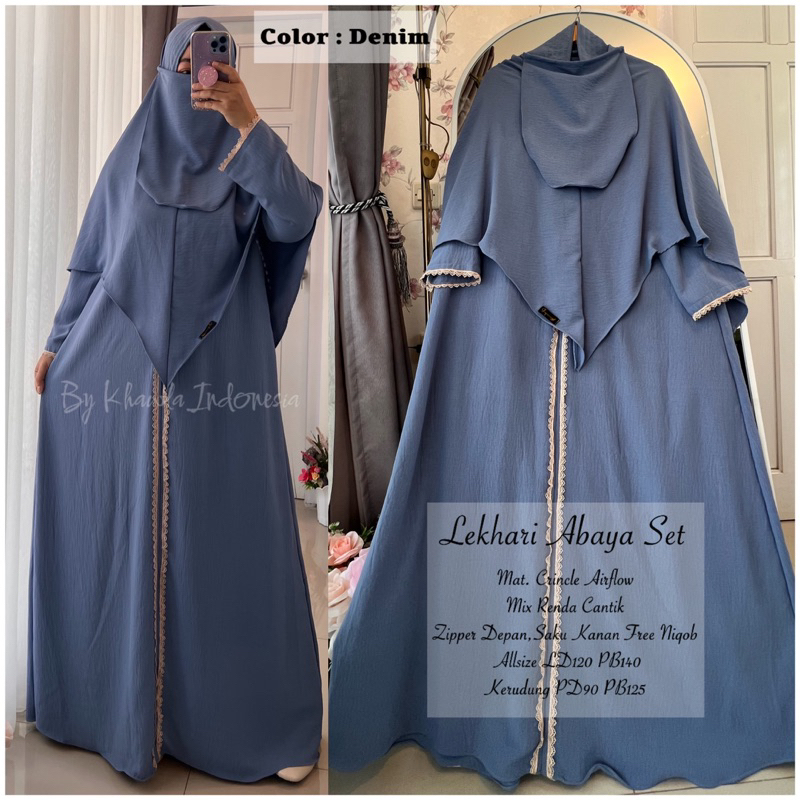 LEKHARI ABAYA SET KHIMAR NIQOB / GAMIS PUTIH / GAMIS SYARI PUTIH