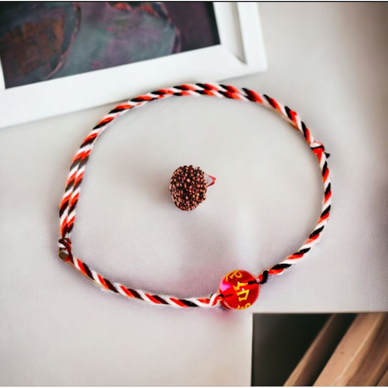 Gelang Tridatu WETON Bola Batu Kristal Tibet Original Handmade Tali Serut Warna Merah Hitam Putih Mo
