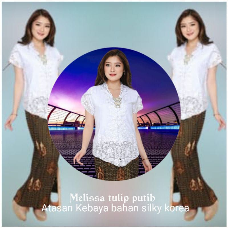 Atasan Kebaya Senada Encim Modern Lengan Pendek Tulip