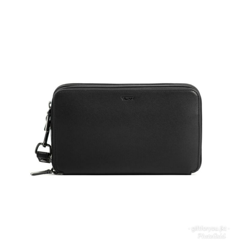 Tas Tumi Triple Zip Clutch NASSAU Black Hitam Casual Kasual Style Cowok Laki-Laki Pria Man Branded P