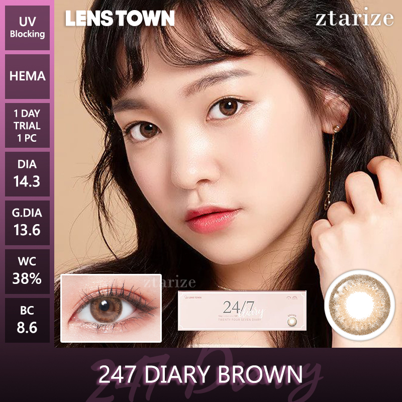 ztarize - Ready Stock - Trial LENSTOWN 🇰🇷 247 Diary Brown 1 Day Daily Soft Contact Lens 1 Pc LENSTOW