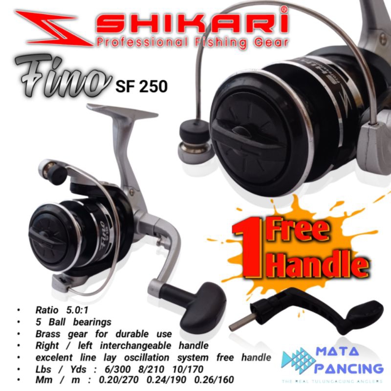 Reel Shikari Fino SF 250 spool besi reel murah meriah bonus handel cadangan free handle