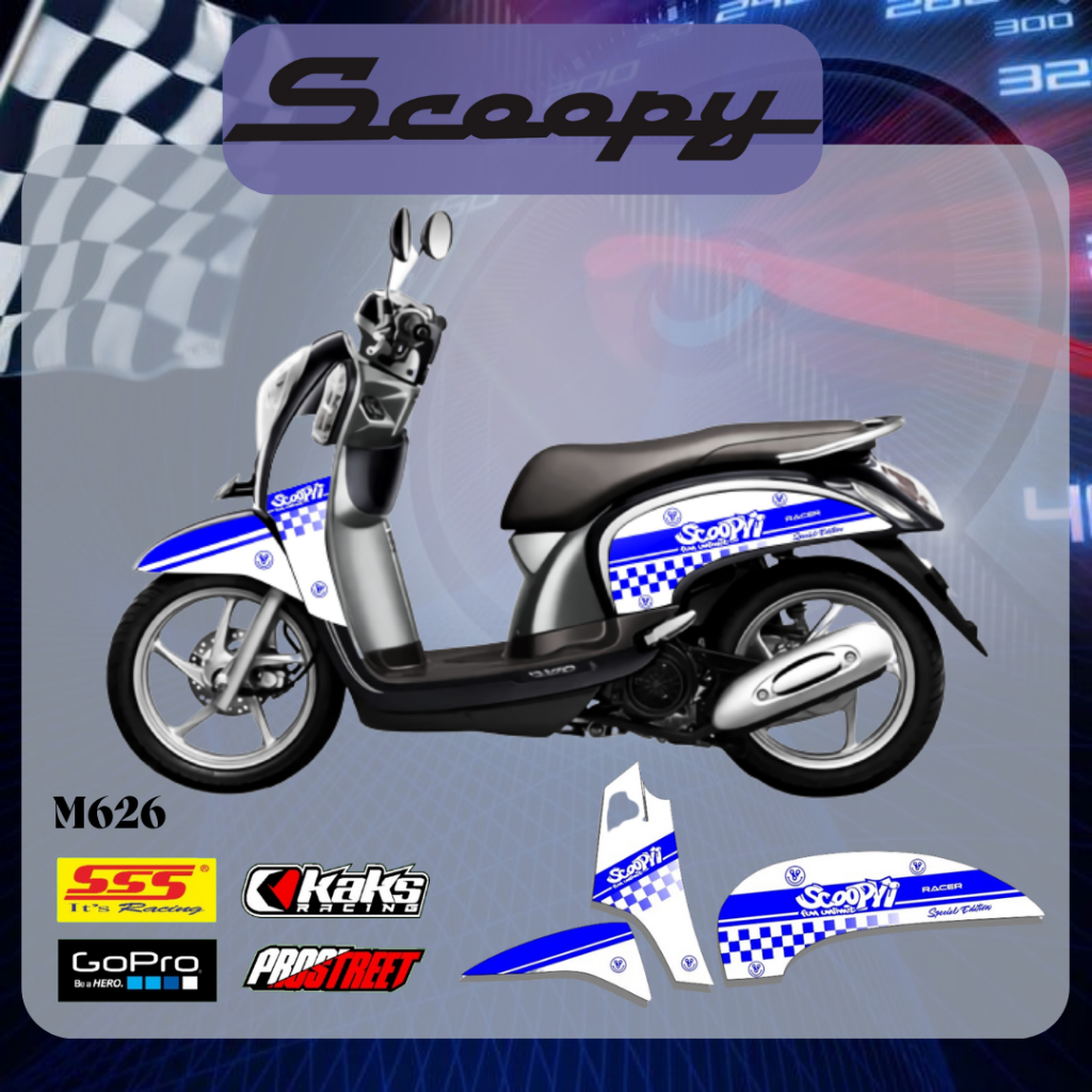 STIKER STRIPING MOTOR SCOOPY FI KODE M626 - Sticker Decal Print List Variasi  Motor Honda Scoopy Fi 