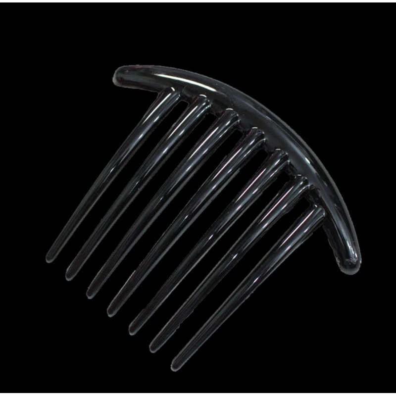 Sirkam Sanggul Polos Black Only Ukuran 10.3cm Impor Dengan Balutan Aksesoris Mutiara Warna Hitam 7 Taring Perarl Hair Comb