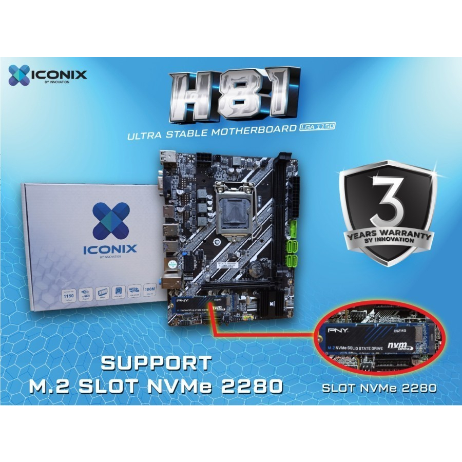 Iconix Motherboard H81 DA1 Intel LGA 1150 Slot NVME