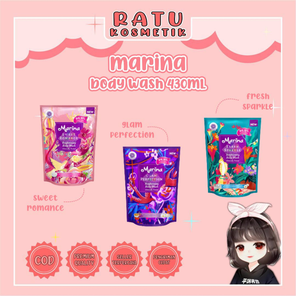 ❤ RATU ❤ Marina Brightening Body Wash 430ml | Sabun Mandi Cair Kemasan Refill