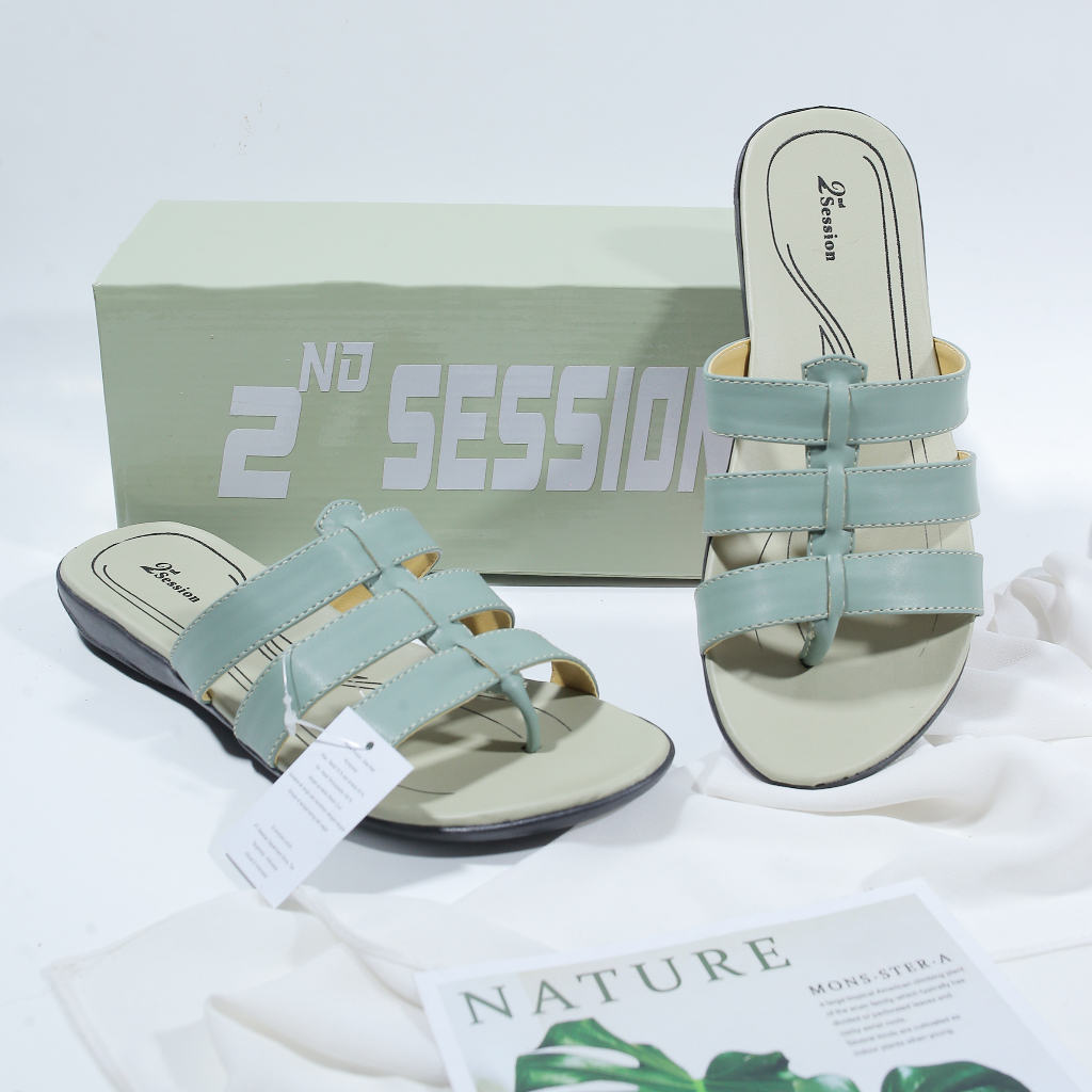 Sandal slide Cewek SECOND SESSION Sendal Slop Wanita Teplek Simple Premium Original Wanita terbaru Sandal Slop Cewek Rajut sendal wanita