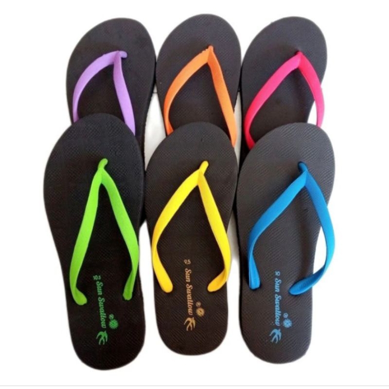 Sandal Jepit cewek lumia dari sun swallow warna hitam